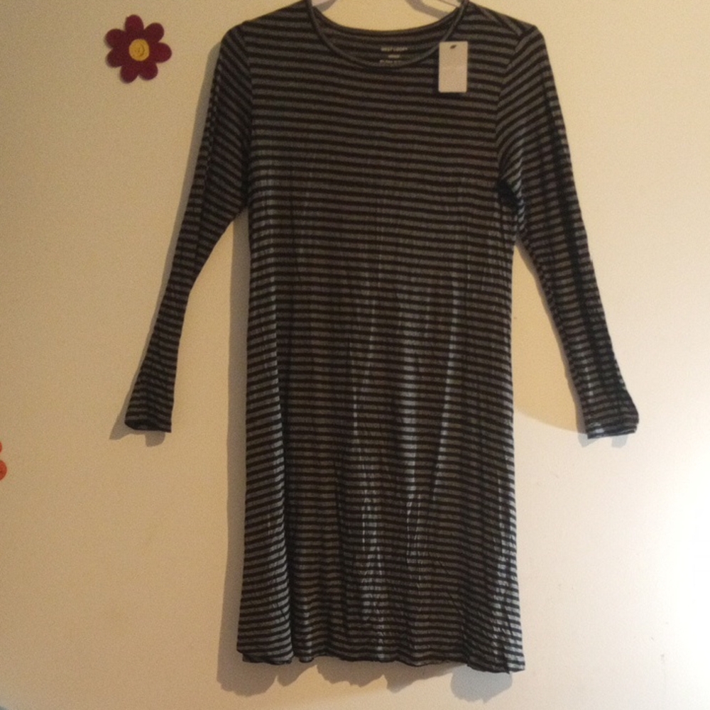 West Loop Black and Gray Striped Dress